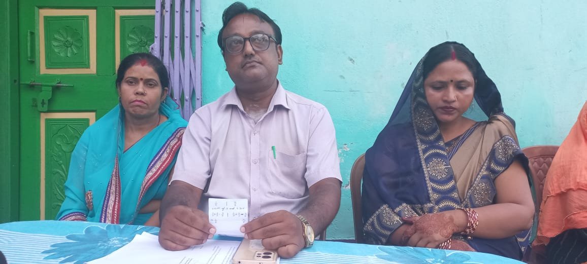 Trinamool Congress village council candidate at press conference.