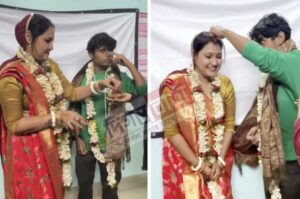 অধ্যাপিকা ও ছাত্রের মালাবদলের দৃশ্য ভাইরাল, শুরু বিতর্ক।