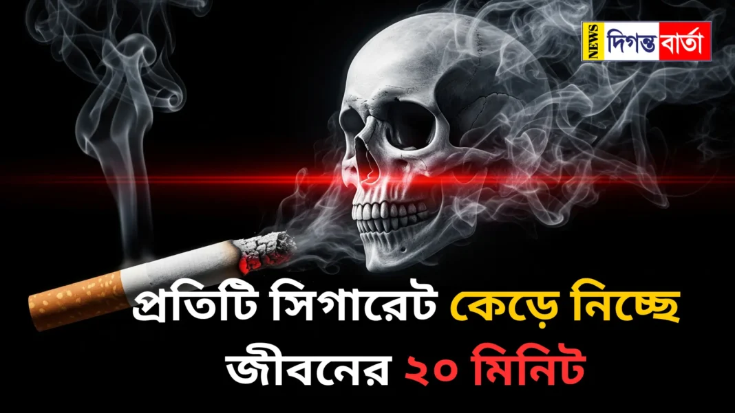 Each cigarette takes away 20 minutes of life.